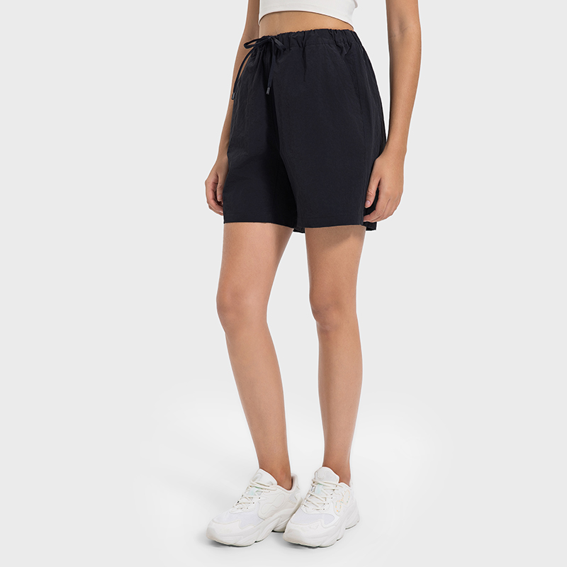 Women's Comfortable Elastic Waist, Cool and Quickly Dried 3/4 Pants, Moisture Absorbing and Breathable Yoga Shorts Black