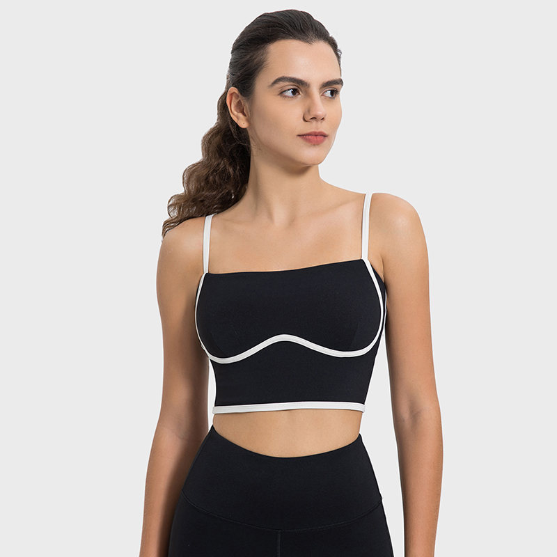 Women's color blocking sports high elasticity and breathable yoga suit Black