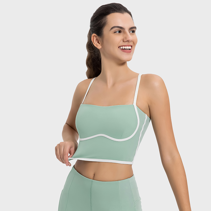 Women's color blocking sports high elasticity and breathable yoga suit Mint Green 