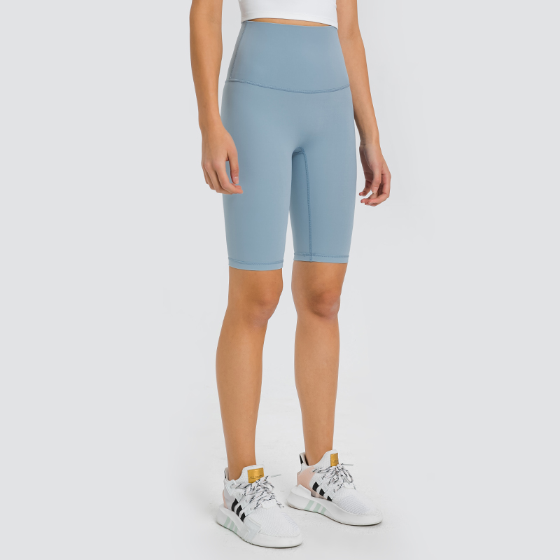 Women's T-line high waist and hip lifting yoga cropped pants WATER BLUE GREY