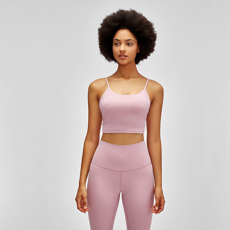 Women's sports yoga vest with slim straps and beautiful back Color:PUTTY POWDER;SIZE:S