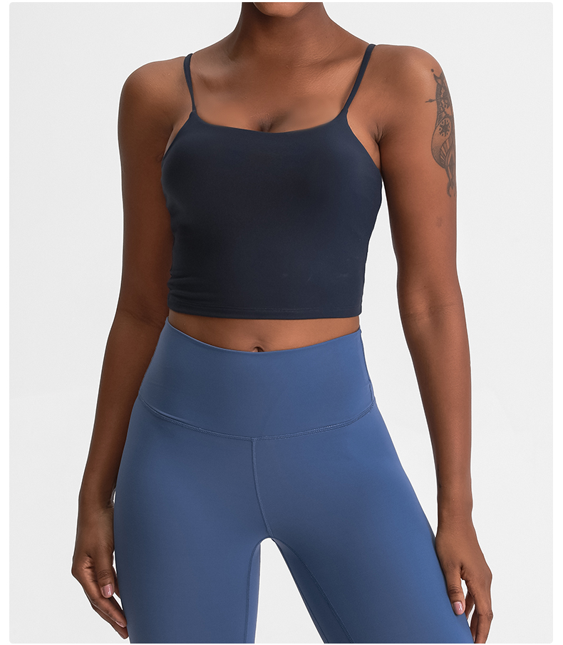 Women's sports yoga vest with slim straps and beautiful back Color:MING BLUE;SIZE:S