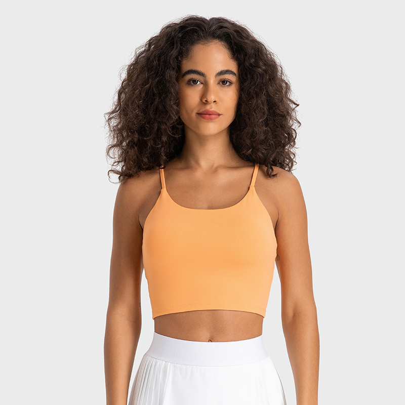 Women's sports yoga vest with slim straps and beautiful back ORANGE
