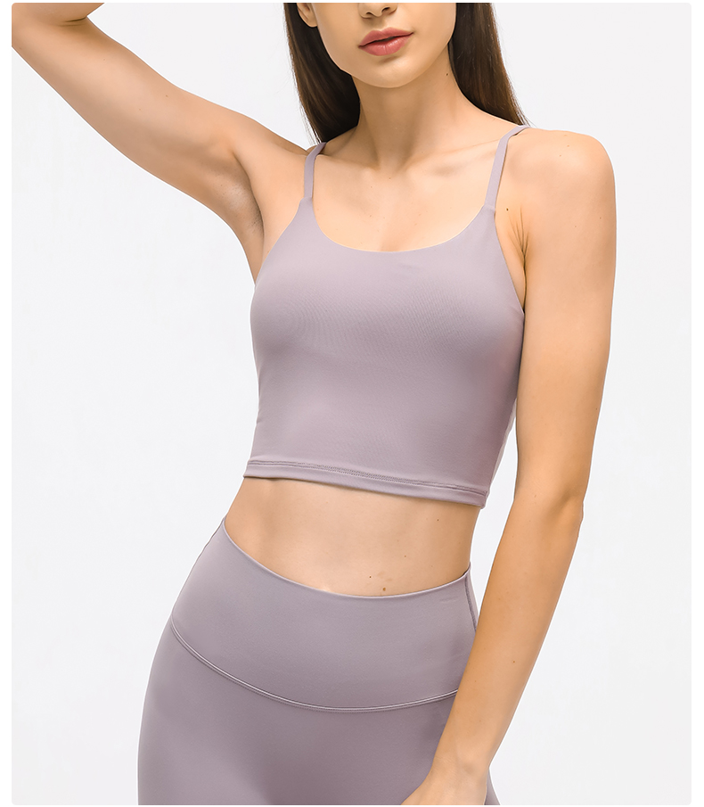 Women's sports yoga vest with slim straps and beautiful back Color:LEAD PINK;SIZE:S