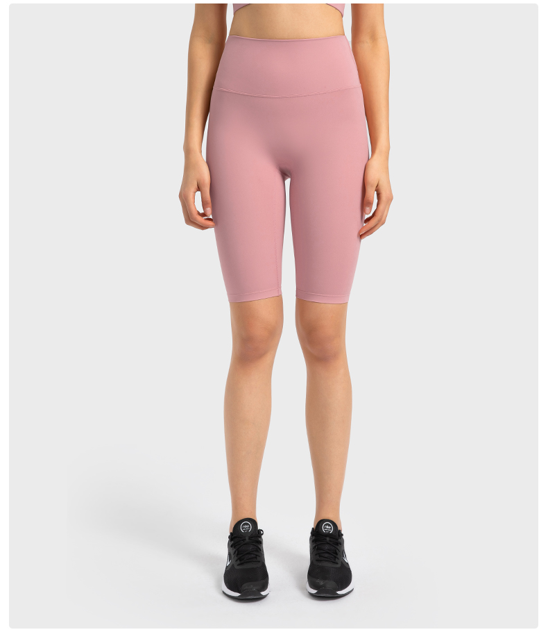 Women's tight fitting nude yoga pants with high waist CORAL PINK
