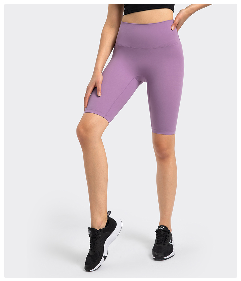 Women's tight fitting nude yoga pants with high waist Color:VIOLET;SIZE:S