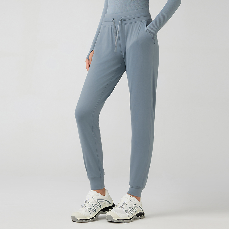 Women's high waisted drawstring quick drying slimming sports pants BELGIAN BLUE