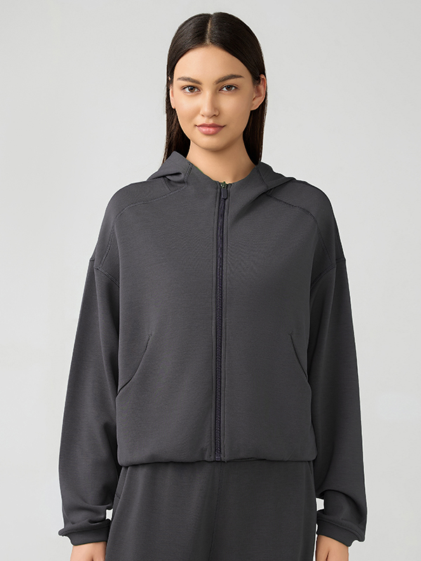 Women's hooded zipper cardigan jacket Graphite