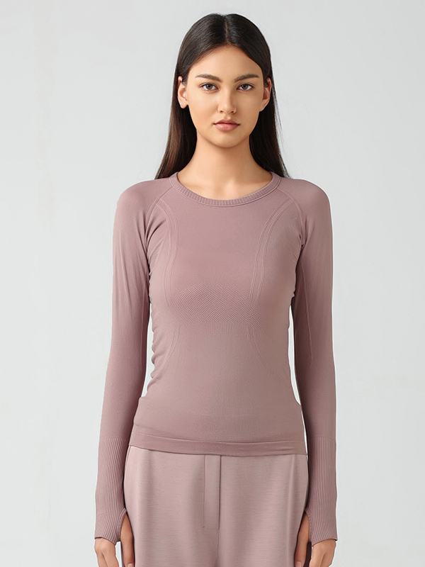 Women's long sleeved sports T-shirt slim fit breathable yoga TWILIGHT ROSE