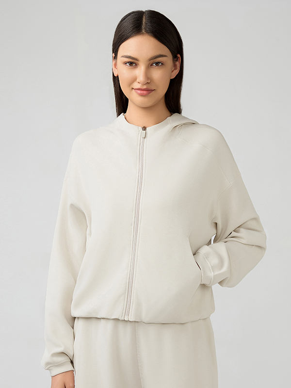 Women's hooded zipper cardigan jacket Albumin
