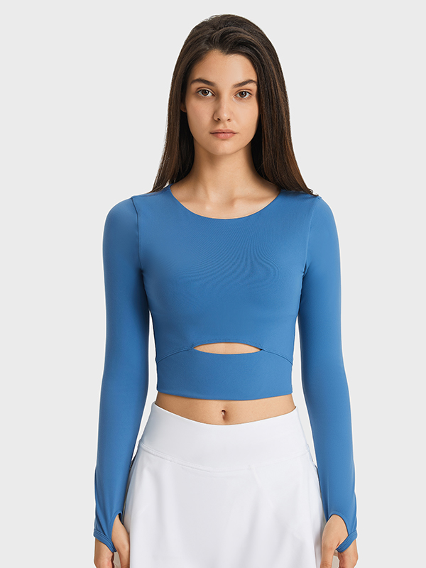 Women's sports long sleeved T-shirt slim yoga top NETHERLAND BLUE
