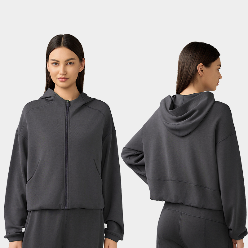 Women's hooded zipper cardigan jacket