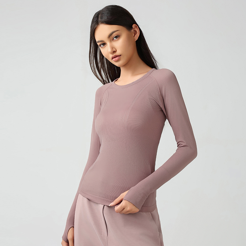 Women's long sleeved sports T-shirt slim fit breathable yoga TWILIGHT ROSE