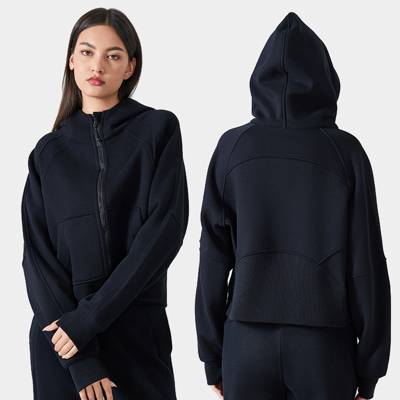 Women's Velvet Zipper Hooded Sports Jacket