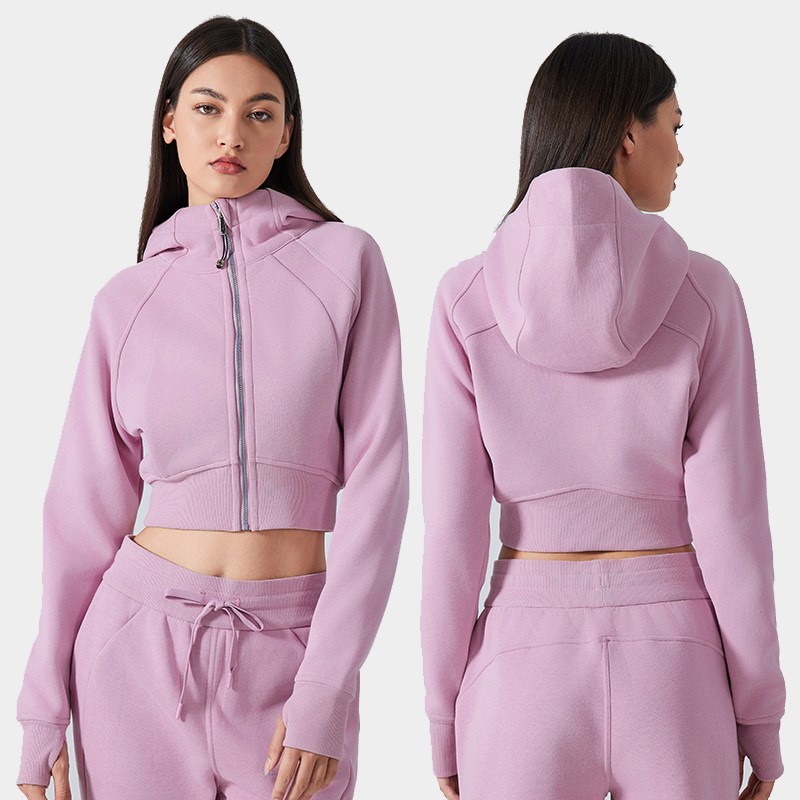 Women's zipper hooded cardigan sweatshirt