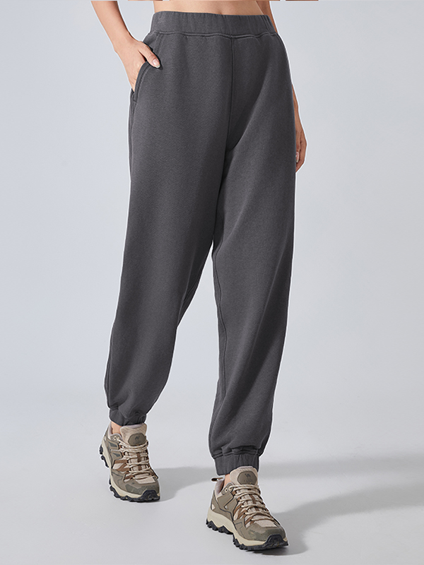 Women's elastic waistband toe binding sports pants Graphite