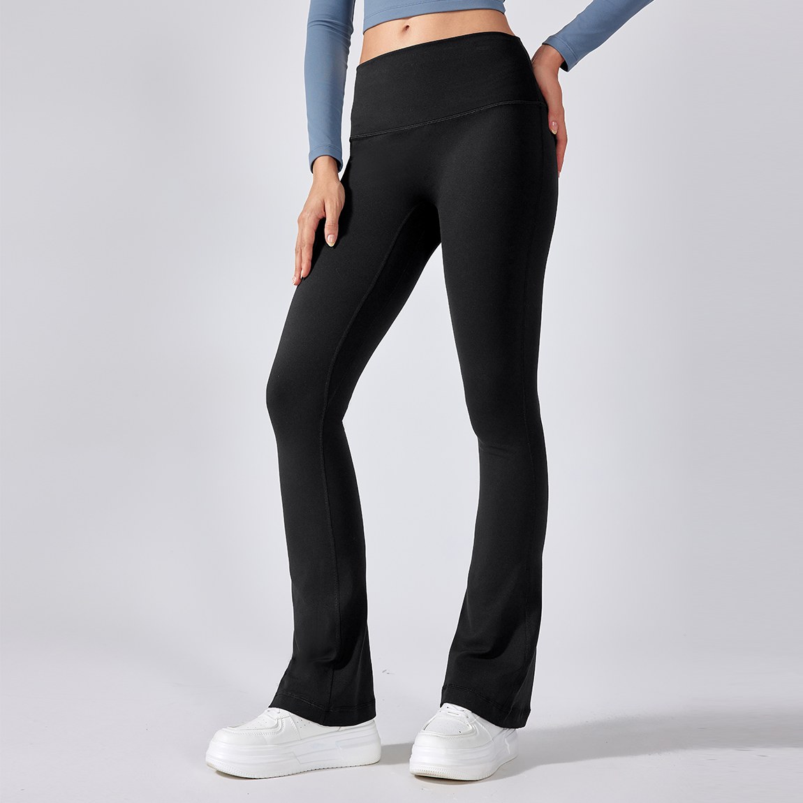 Women's shaping high waisted and hip lifting flared pants yoga pants Color:Black ;SIZE:S