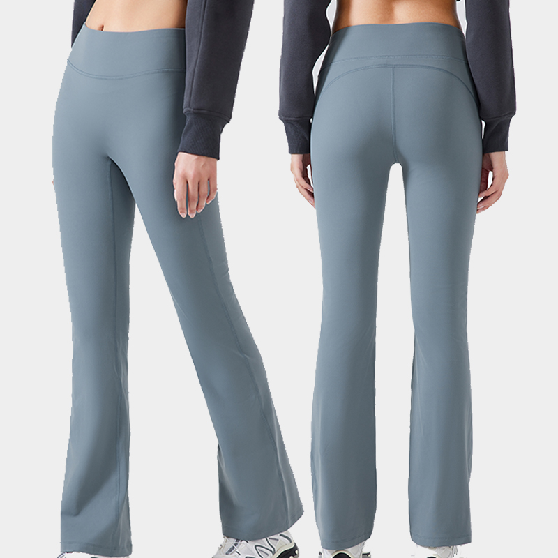 Women's stretch sports bell bottom pants with plush insulation