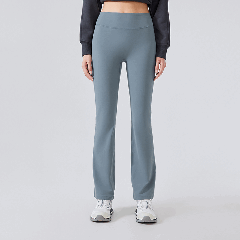 Women's stretch sports bell bottom pants with plush insulation Color:Belgian Blue;SIZE:S