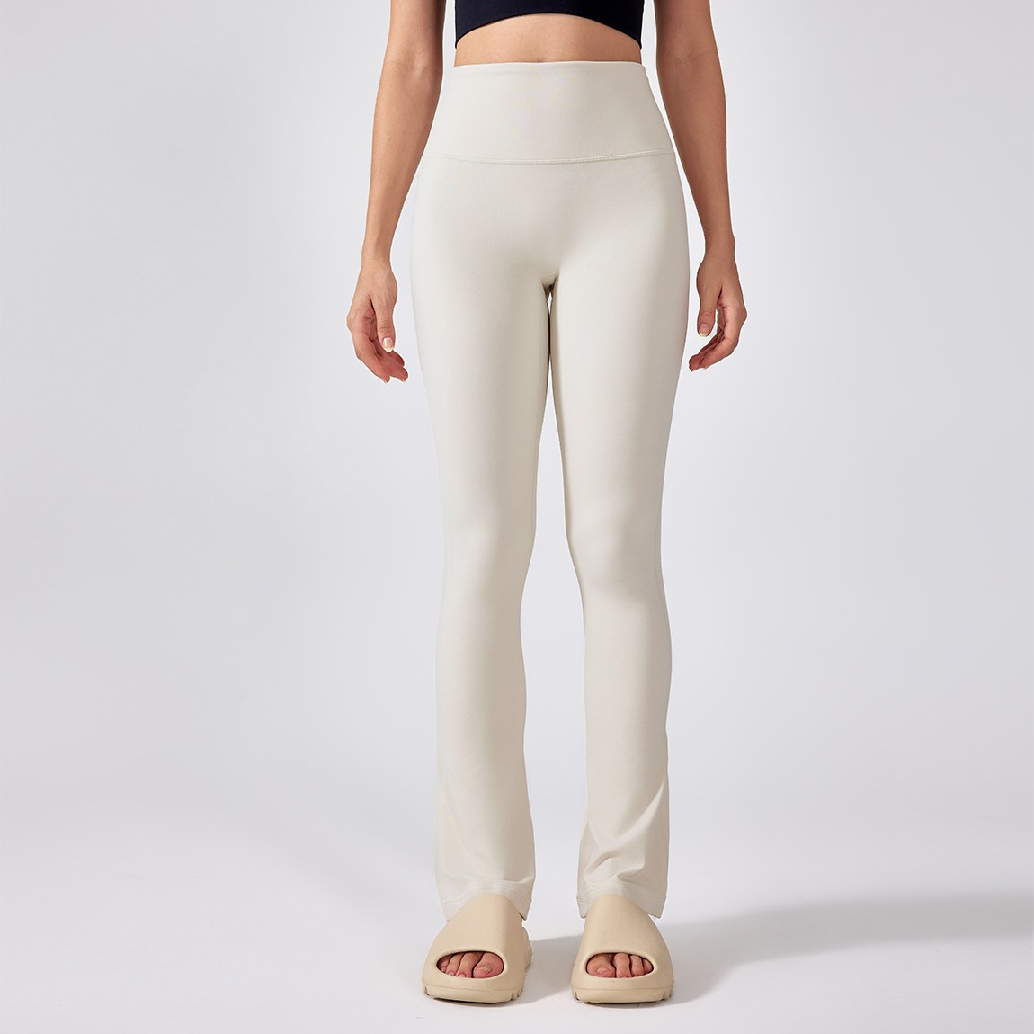 Women's shaping high waisted and hip lifting flared pants yoga pants Color:Albumin;SIZE:S