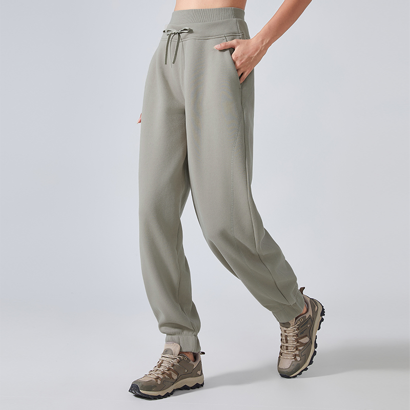 Women's fleece warm sports pants Field gray