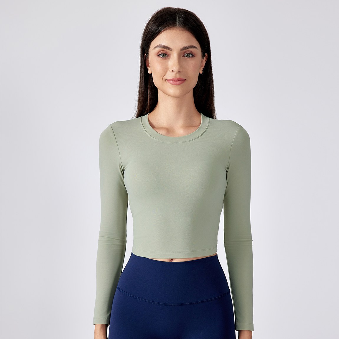Women's hollow back yoga suit with long sleeves Flaxen