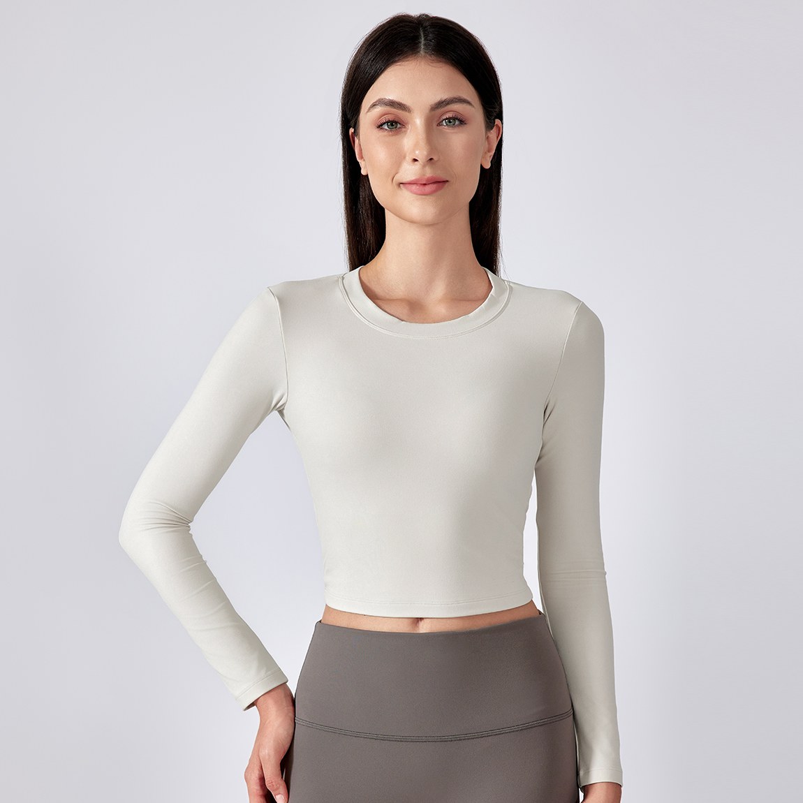 Women's hollow back yoga suit with long sleeves Albumin
