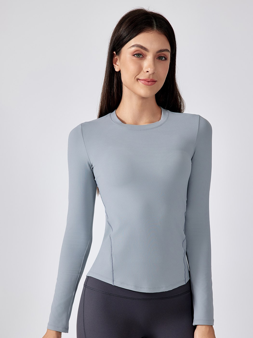 Women's slimming exercise long sleeved yoga suit Rhinoceros Grey