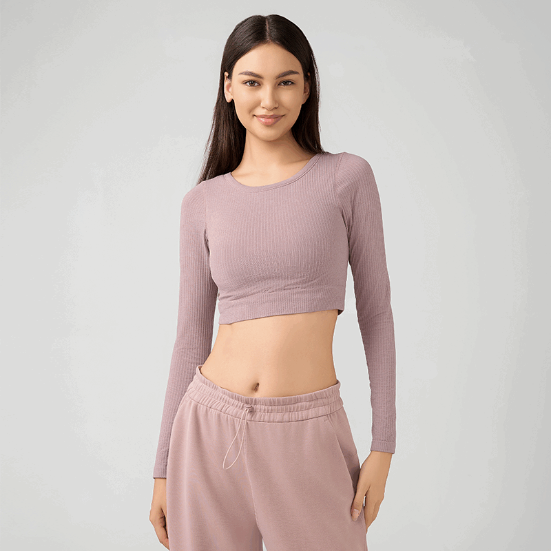 Women's short elastic top with chest cushion Color:Twilight Rose;SIZE:2XL