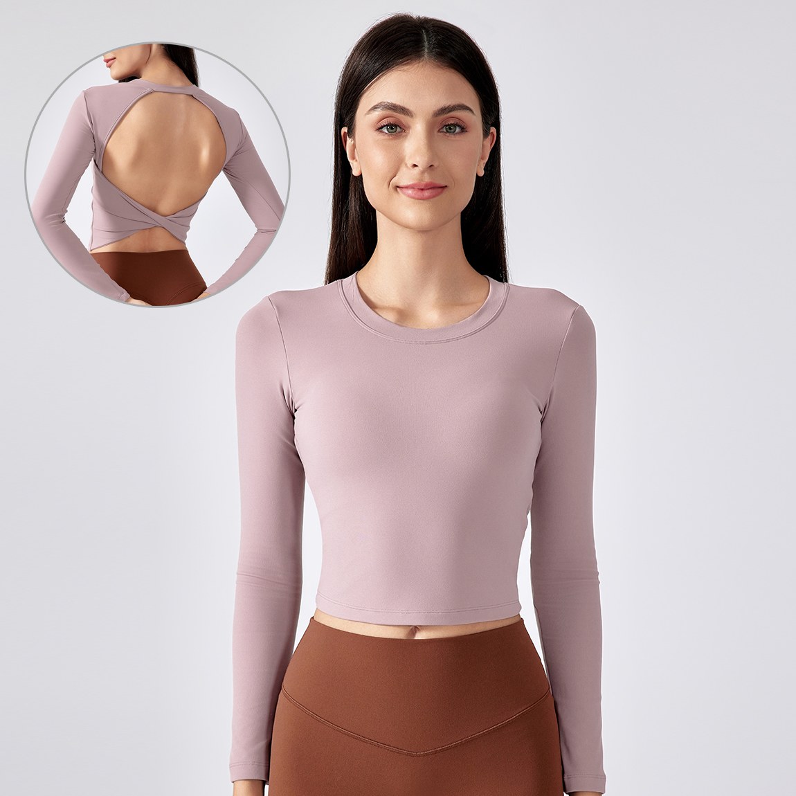 Women's hollow back yoga suit with long sleeves