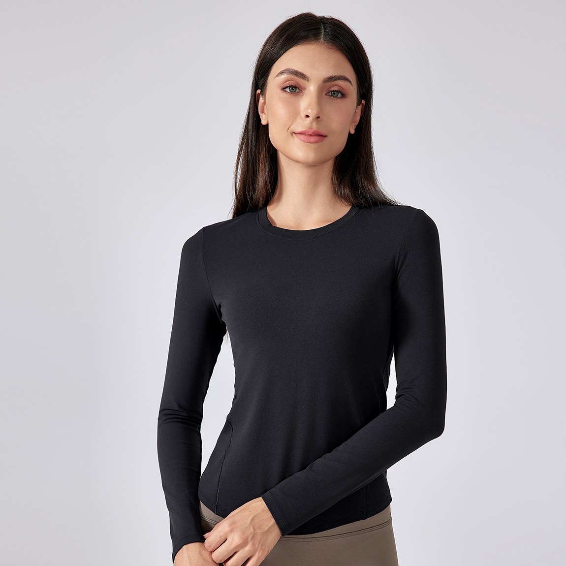 Women's slimming exercise long sleeved yoga suit Color: Black;SIZE:S