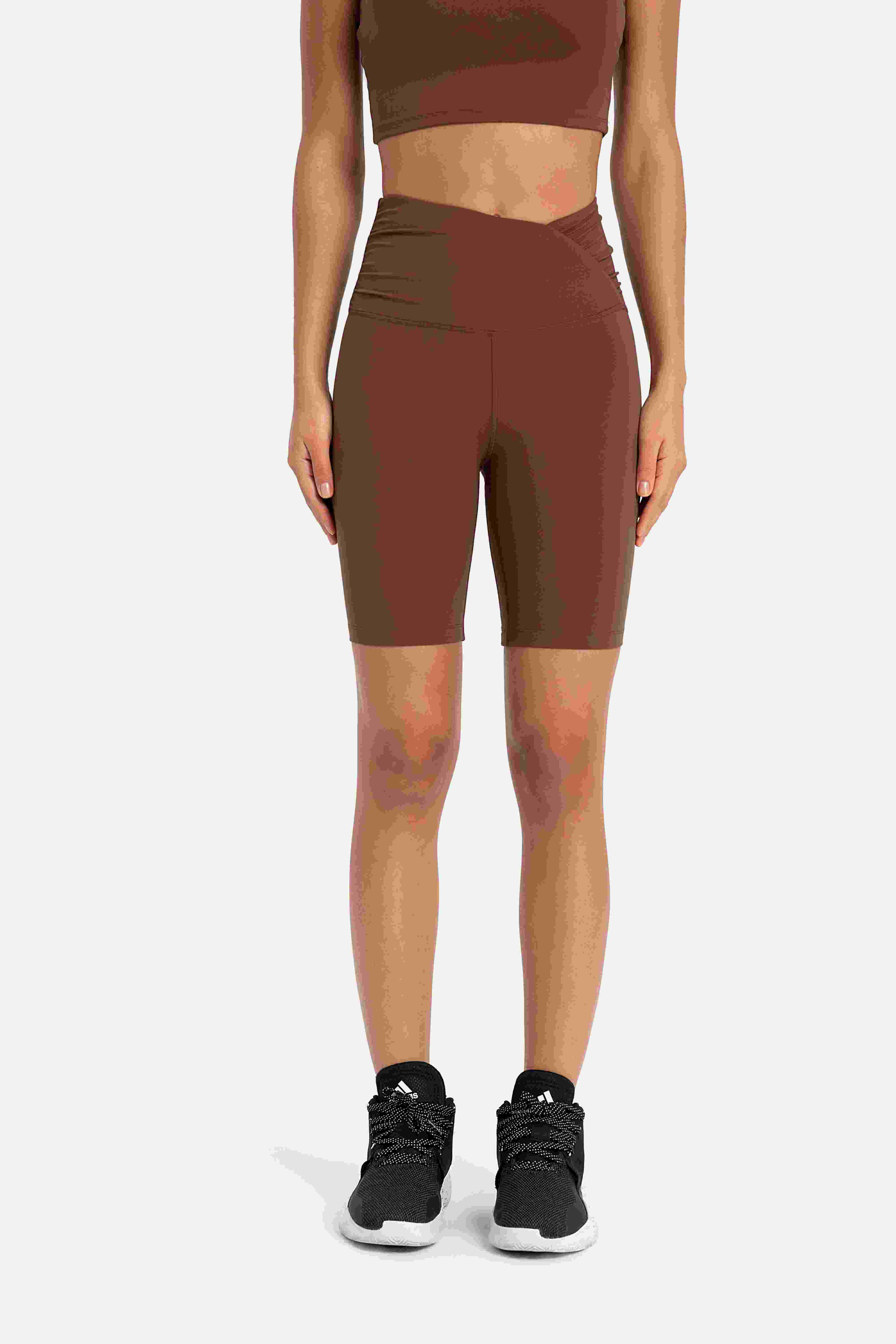 Women's high waisted shaping exercise stretch yoga pants COCOA COLOR