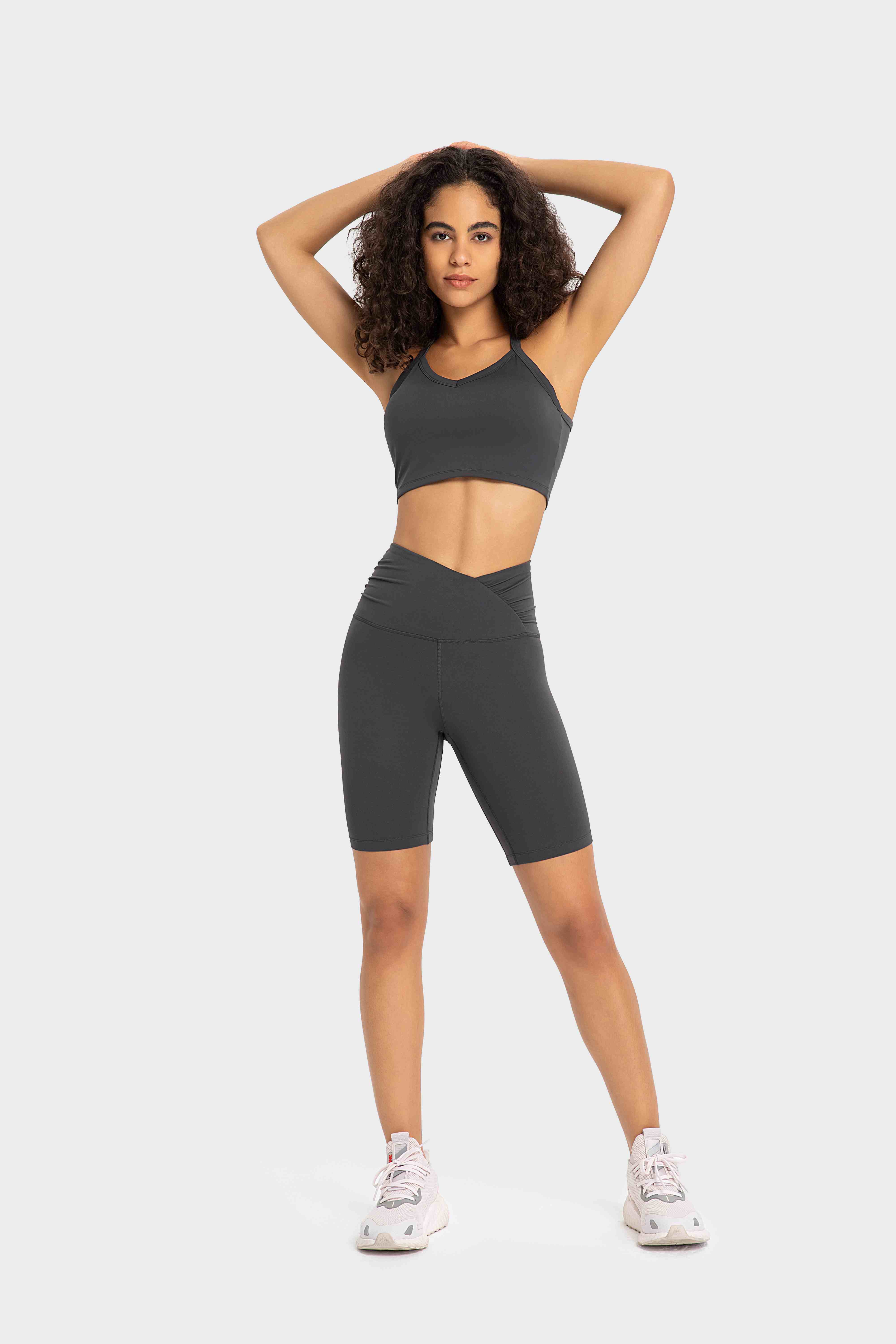 Women's high waisted shaping exercise stretch yoga pants INK GREY