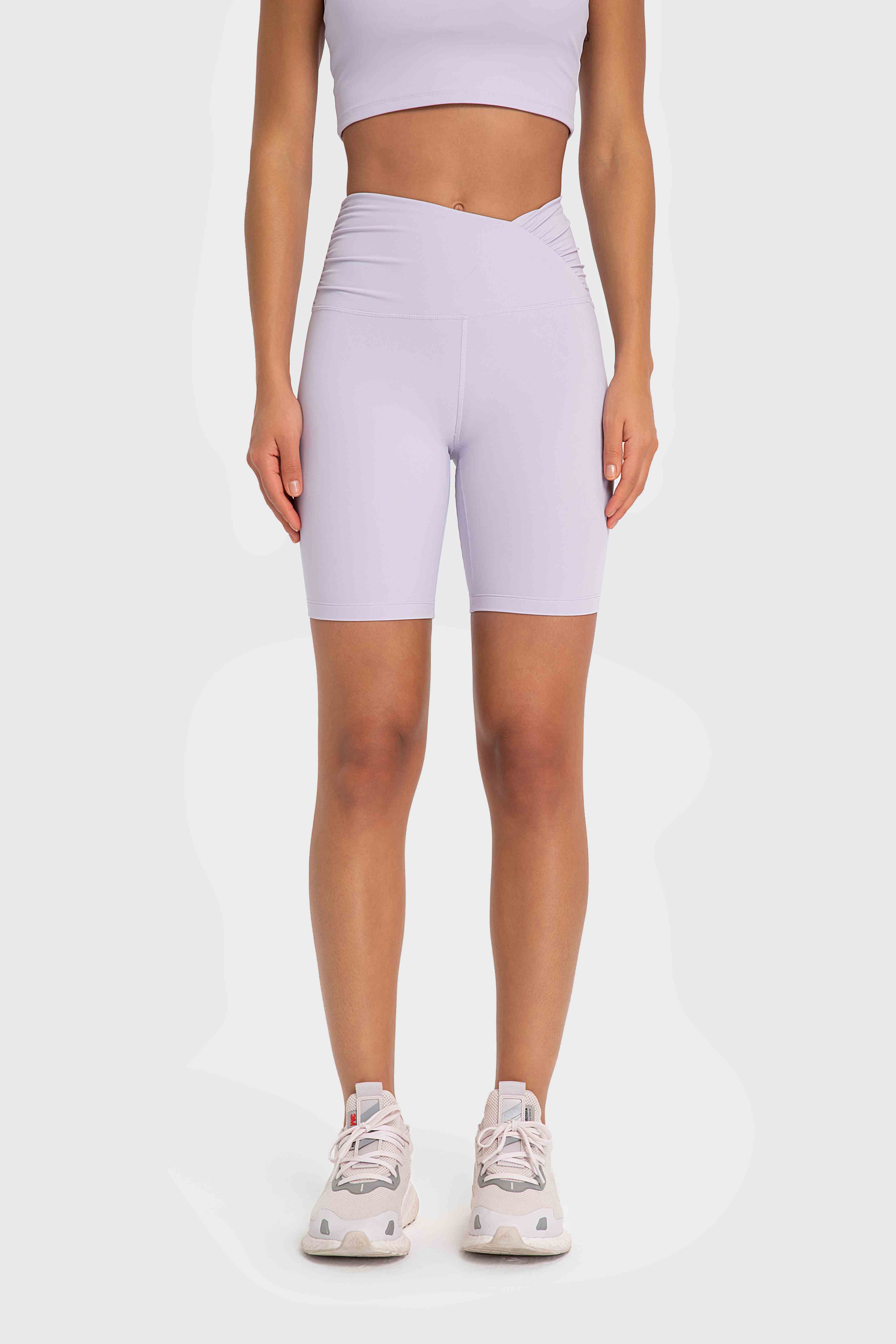 Women's high waisted shaping exercise stretch yoga pants LIGHT PURPLE
