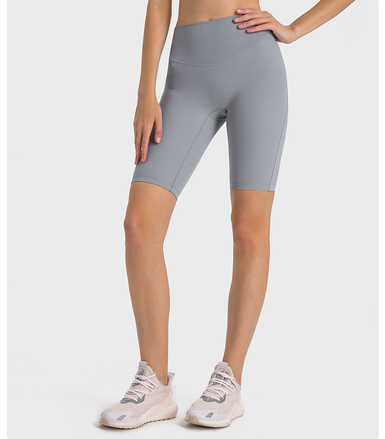 Women's striped ribbed high waisted peach hip sports leggings for outdoor running Color:Wick grey ;SIZE:S