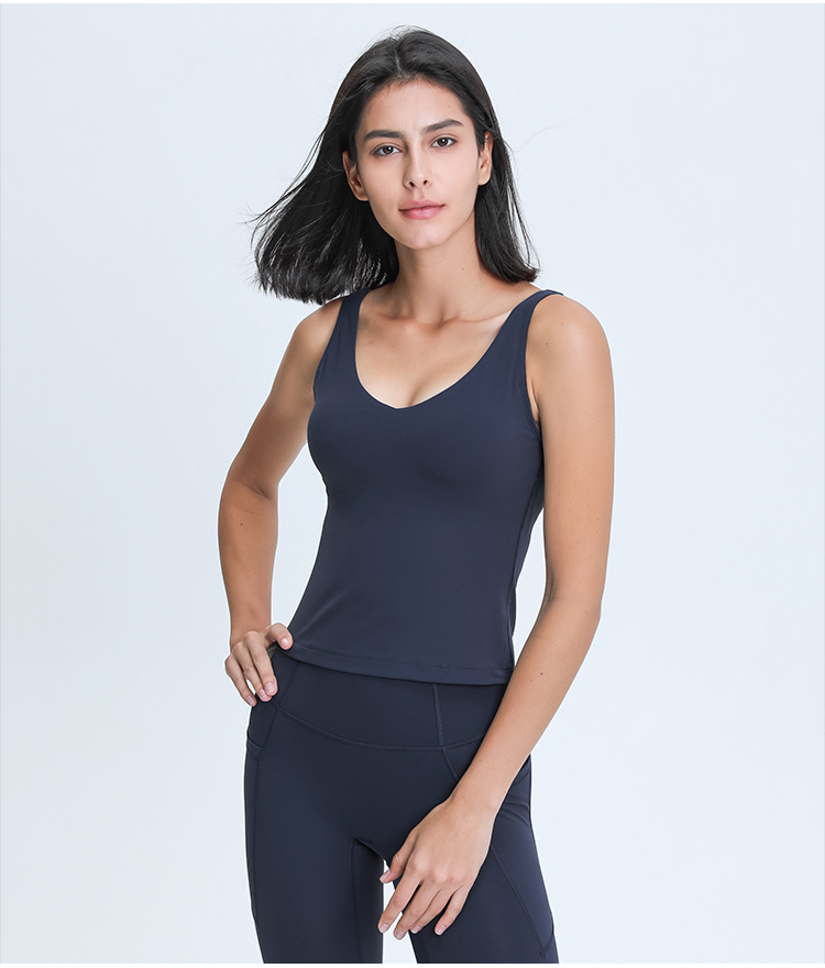 Women's V-neck long slimming yoga suit NIGHT BLUE