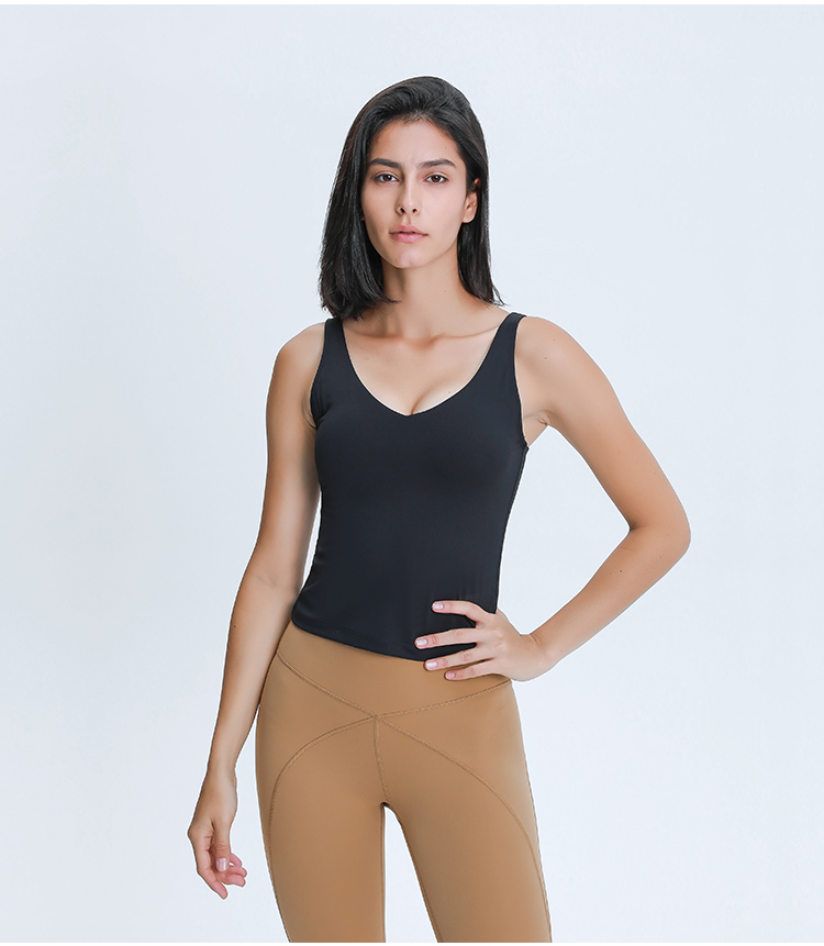 Women's V-neck long slimming yoga suit BLACK