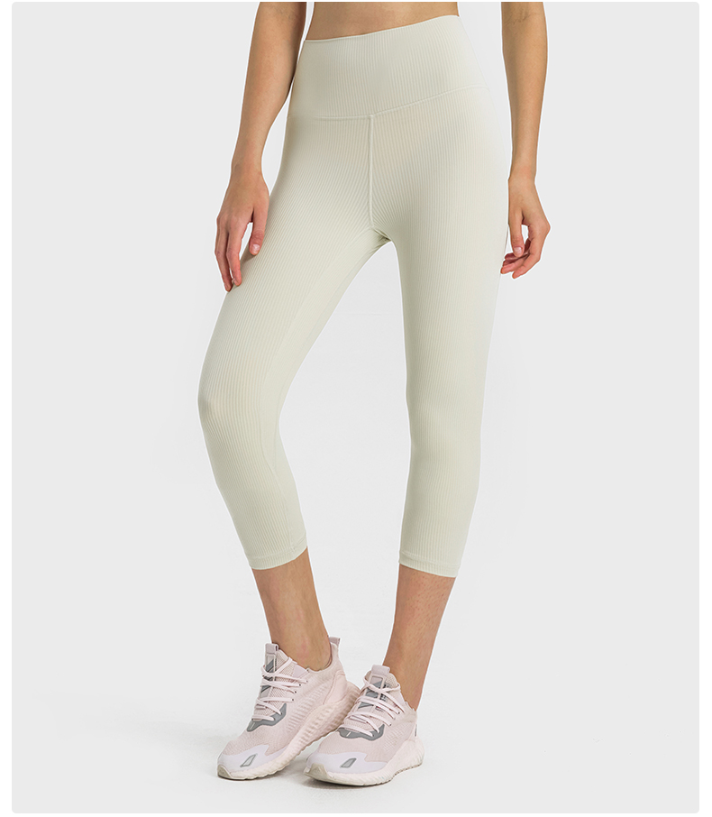 Women's Fitness Yoga Octopath Pants High Waist Exercise Color:IVORY;SIZE:S