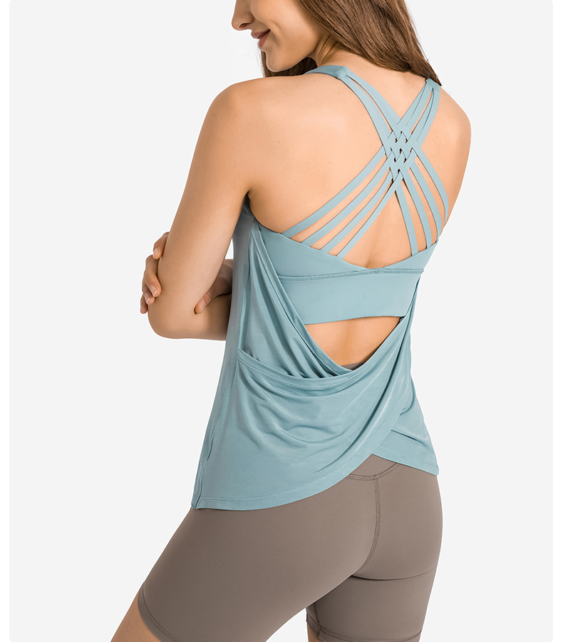 Women's loose and breathable running sports cover with straps Color:FROST GREEN;SIZE:L