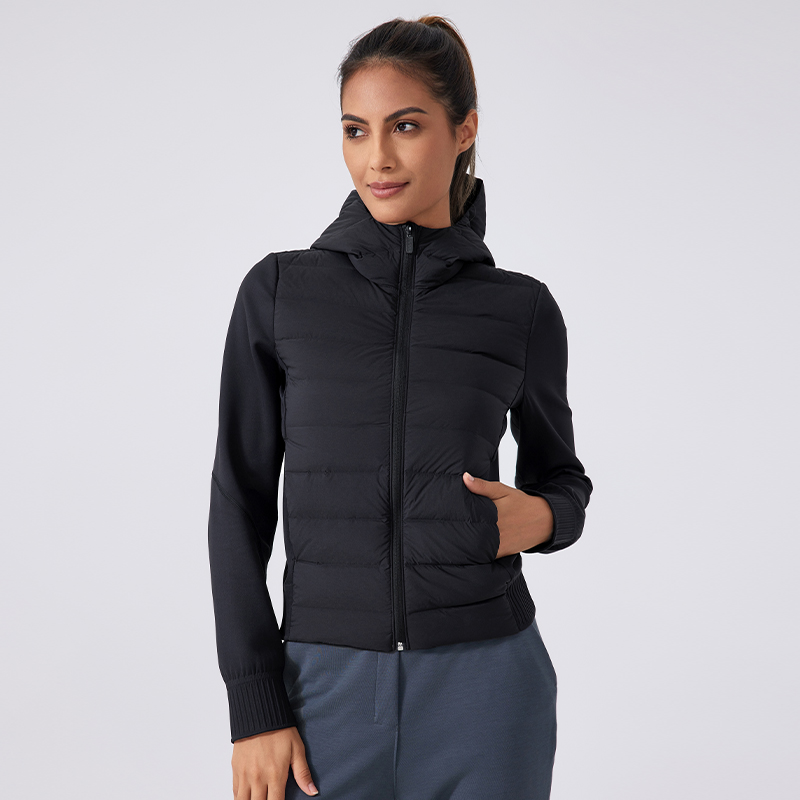 Women's short waterproof lightweight down jacket Black