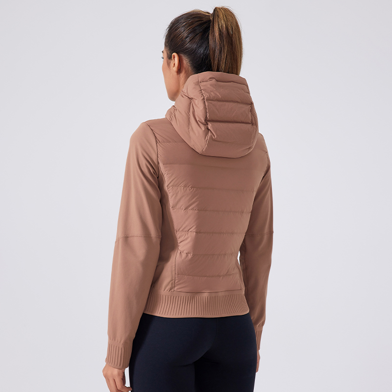 Women's short waterproof lightweight down jacket Grilled brown