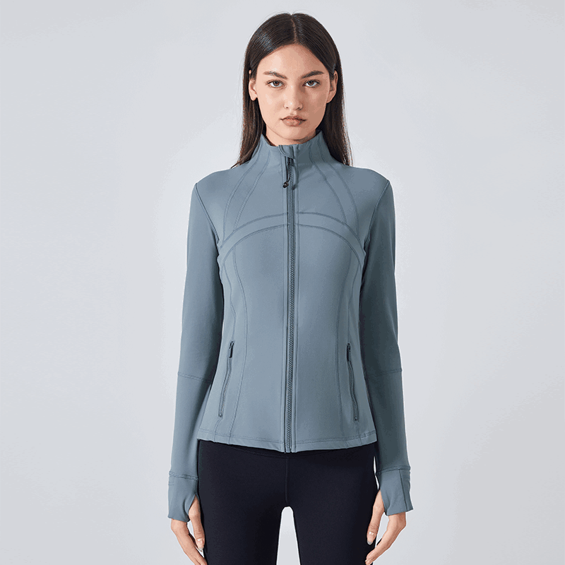 Women's thin velvet waist slimming long sleeved yoga suit Color:Belgian Blue;SIZE:S