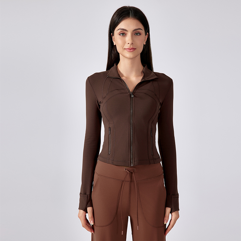 Women's short stand up yoga gown Color:Espresso color;SIZE:S