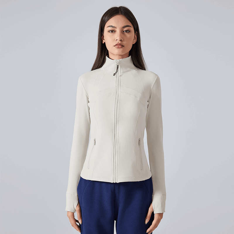 Women's thin velvet waist slimming long sleeved yoga suit Color:Albumin;SIZE:M