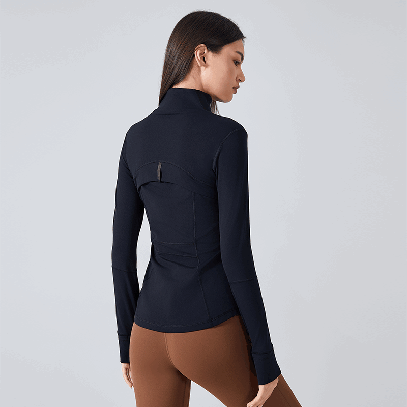 Women's thin velvet waist slimming long sleeved yoga suit Color:Black;SIZE:S