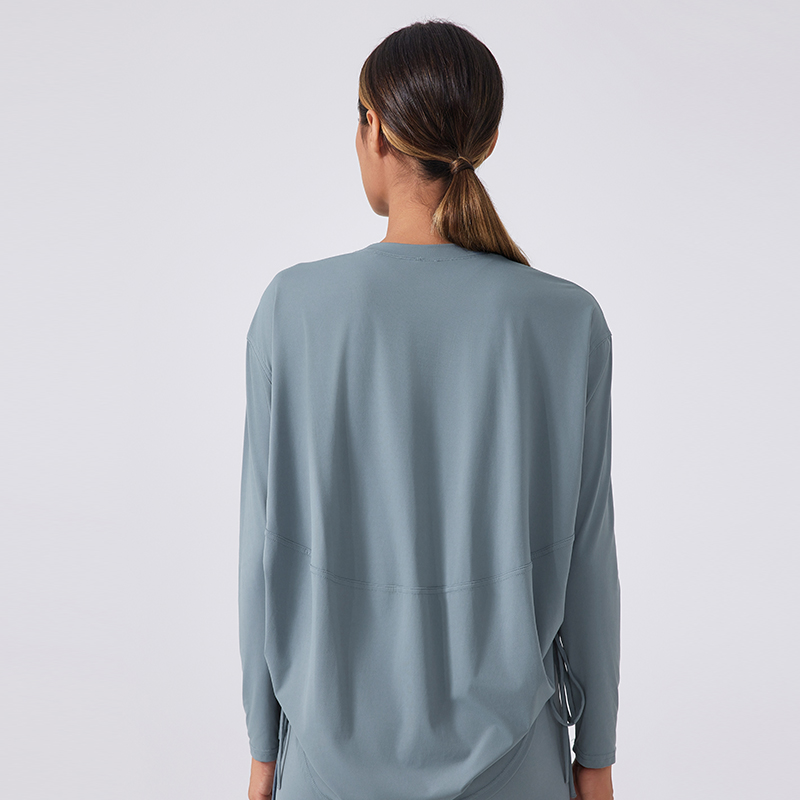 Women's loose long sleeved T-shirt quick drying yoga suit Belgian Blue