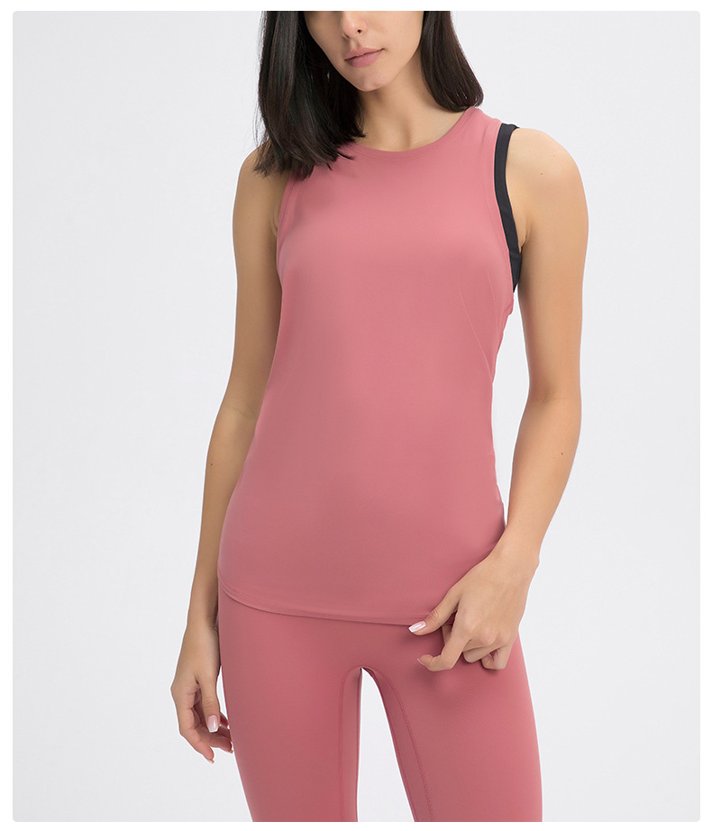 Women's skin friendly strap vest sports cover shirt Color:POGGY;SIZE:S