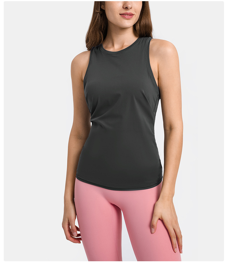 Women's skin friendly strap vest sports cover shirt Color:DARK IRON GREY;SIZE:S