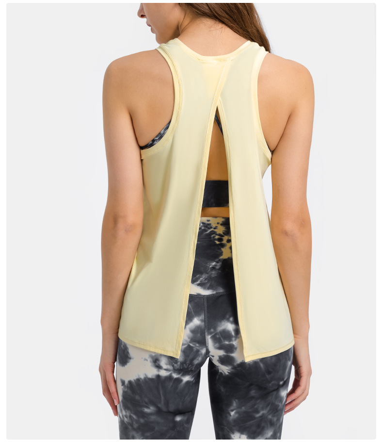 Women's skin friendly strap vest sports cover shirt Color:LIGHT YELLOW;SIZE:S