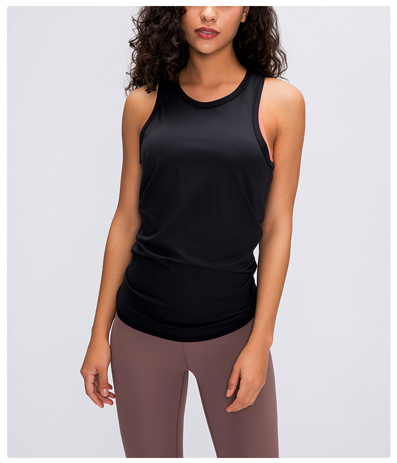 Women's skin friendly strap vest sports cover shirt Color:BLACK;SIZE:S